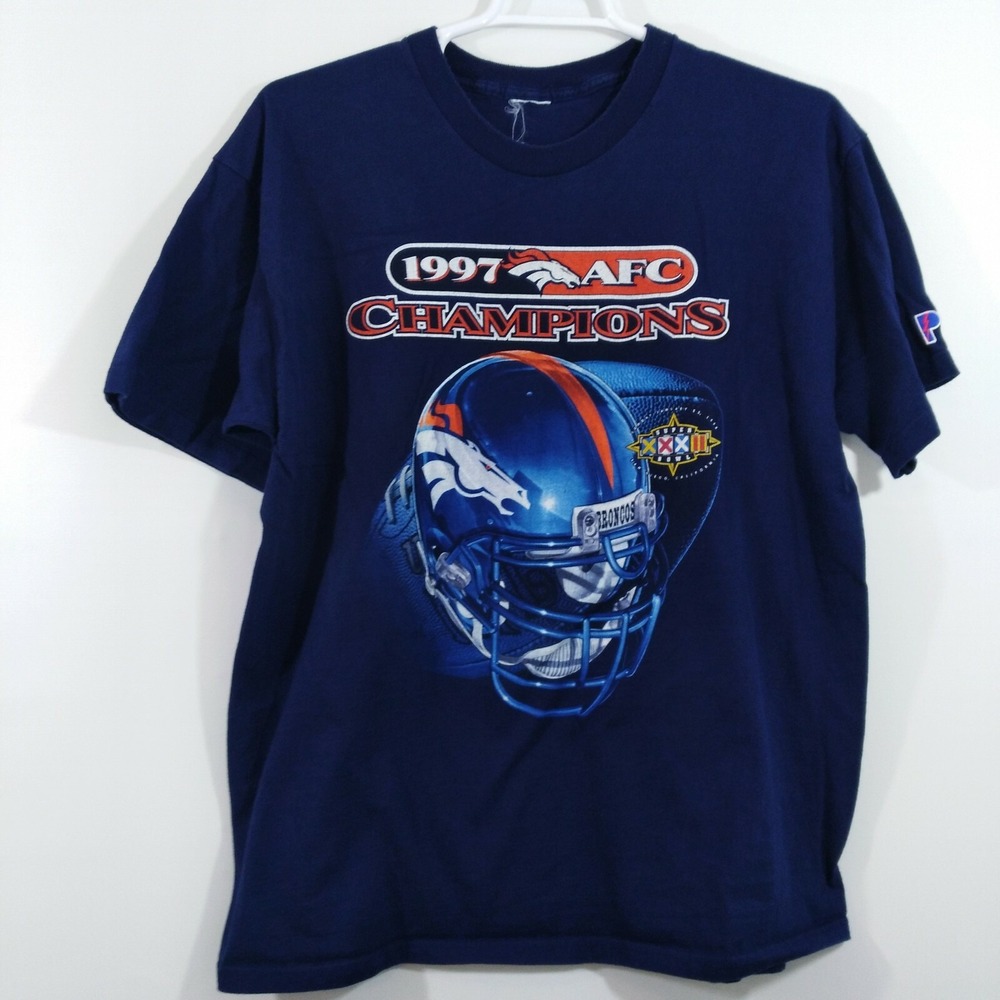 AFC Champions Denver Broncos 1997 Super Bowl XXXII 32 Pro Player T-Shirt XL VTG